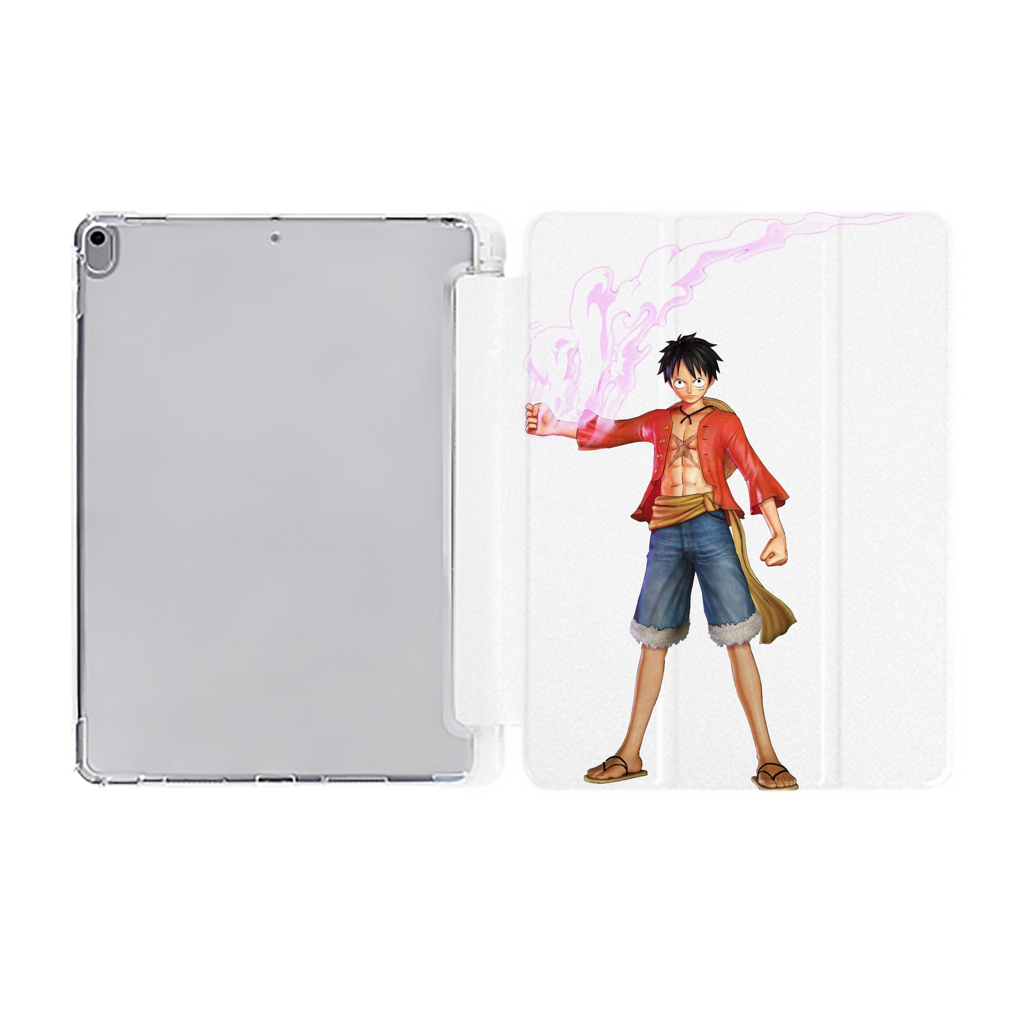 （画像用） ワンピース モンキー・D・ルフィ ONE PIECE Monkey D. Luffy IPad ケース ペン収納付き 三つ折りスタンド PUレザー×シリコン 対応機種9.5/10.5/10.9インチ